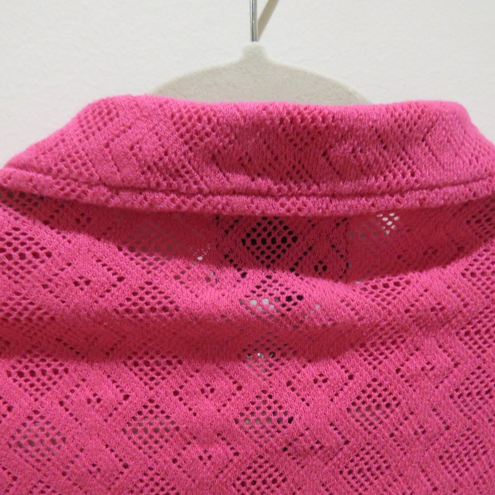 AGR Pointelle Lace Cropped Shirt in Vibrant Pink Preppy Avant Garde Y2K XS NWT - Picture 12 of 15